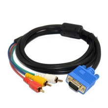 Custom Pure Copper Standard Vga 3+4 Male to 3RCA Male Signal Transfer Cable with Ferrite Cores